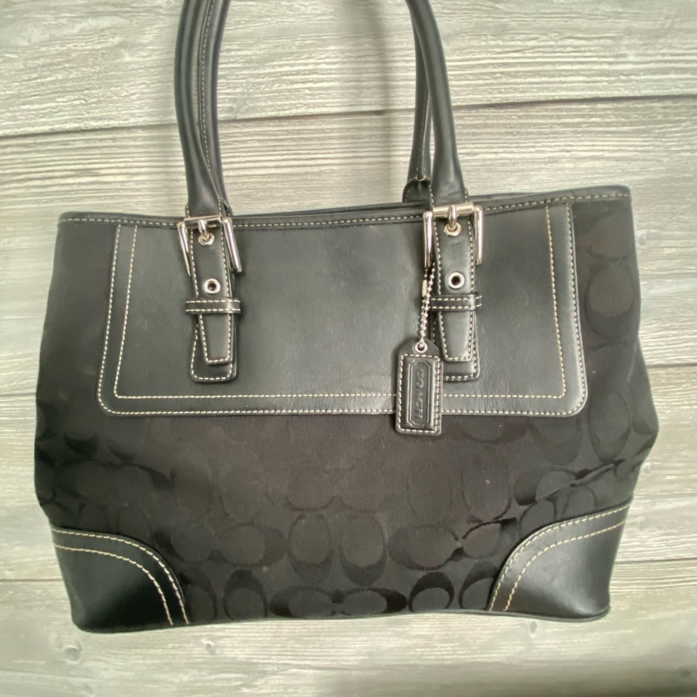 Coach Black Leather Tote Bag